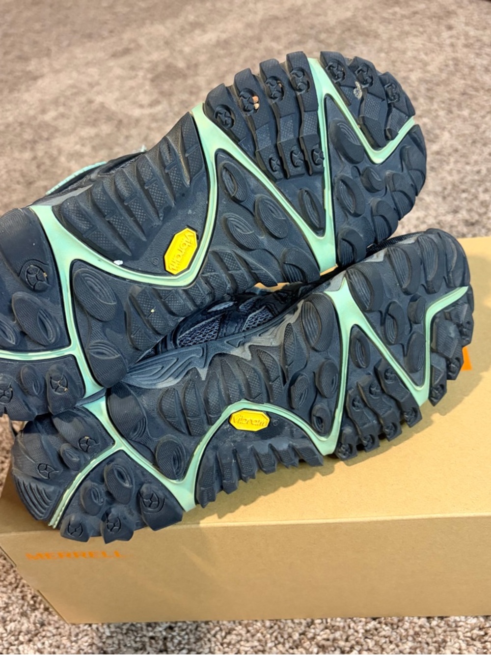 Merrell Blaze Aero Women's Gray and Teal Trail hiking Shoes size 8.5 - Picture 4 of 8